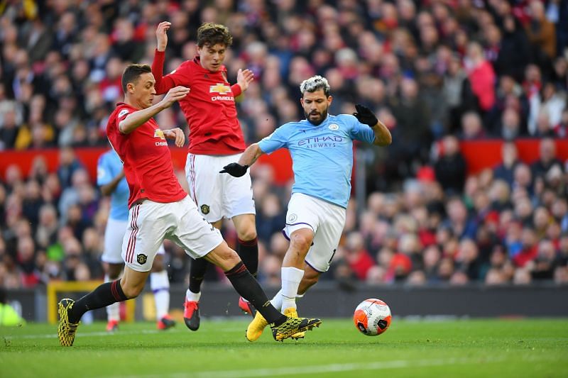 Matic and Aguero vying for the ball in a recent Manchester Derby