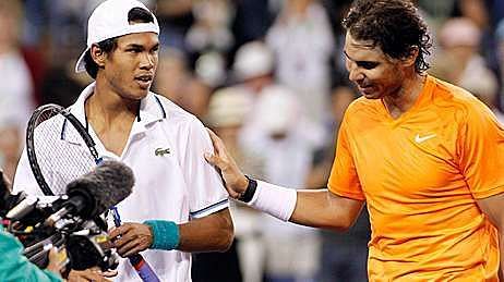 Somdev Devvarman with Rafael Nadal after the match