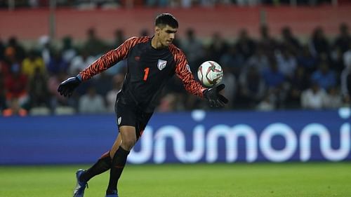 Gurpreet Singh Sandhu playing for the Indian national team