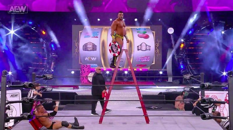 Brian Cage made his AEW debut by revealing himself as the mystery entrant in the Casino Ladder match.