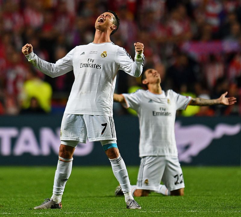 Cristiano Ronaldo and Angel di Maria celebrating after the final