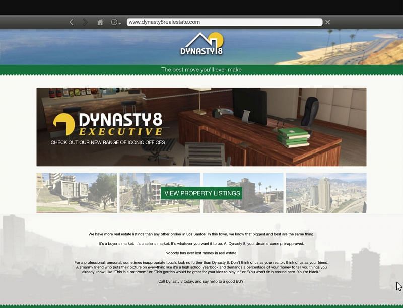 Go to the Dynasty 8 Real Estate website to carry out the transaction (Image: GTA Wiki - Fandom)