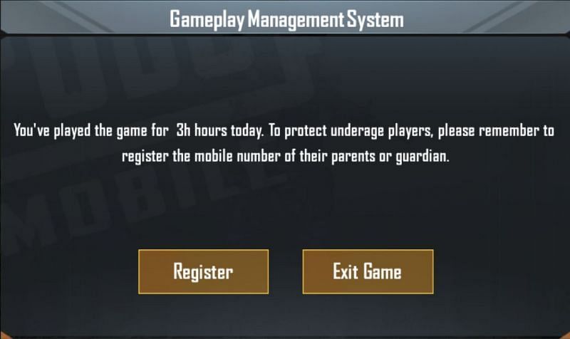 PUBG Mobile: In-game pop-up message