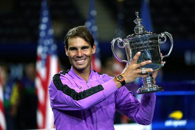 Rafael Nadal with the 2019 US Open trophy
