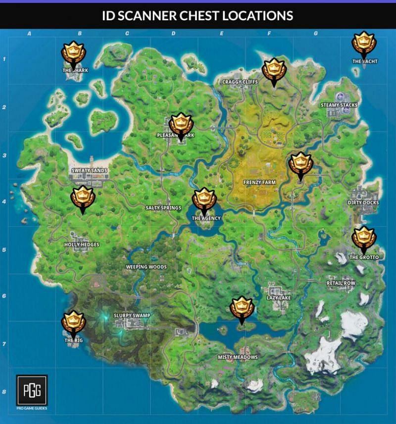 Heavy Sniper locations in the Fortnite map (Image Credits: Fortnite Boards)