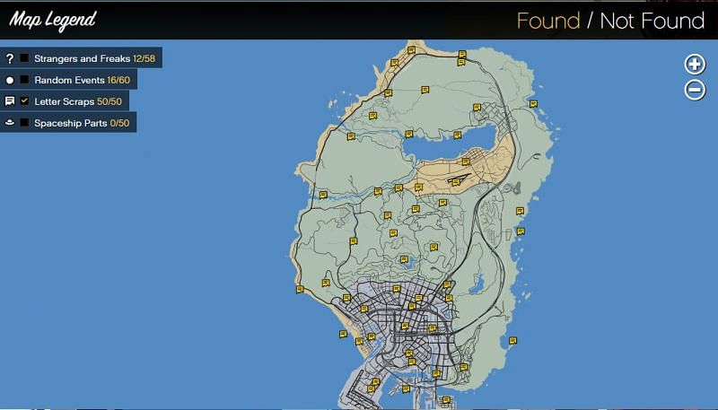 GTA 5 All Letter Scraps Locations on Map