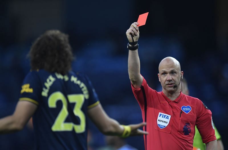 Luiz was shown a straight red card