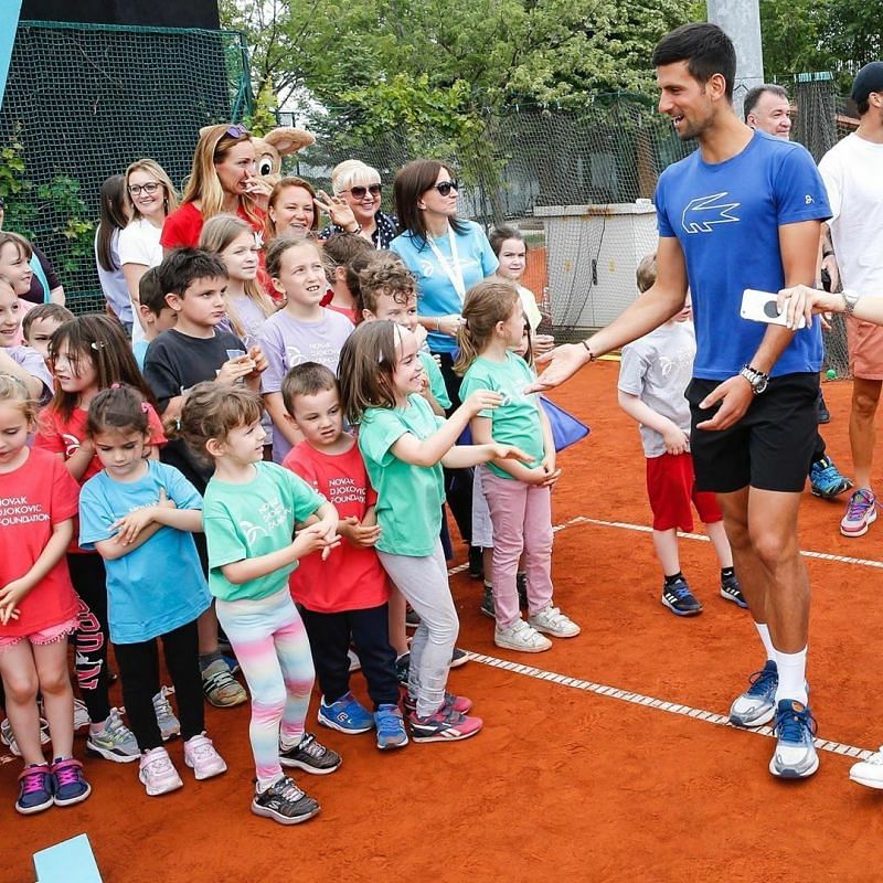 Novak Djokovic at the Kids&#039; Day event of Adria Tour