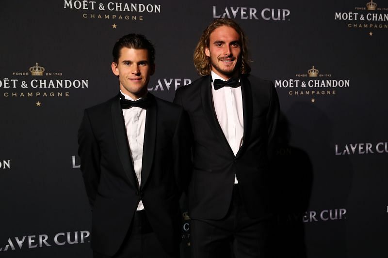 Dominic Thiem (L) and Stefanos Tsitsipas