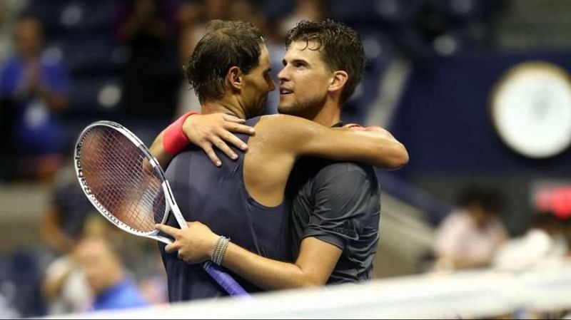 Rafael Nadal (left) could return to action in July if it goes as per Dominic Thiem's plans