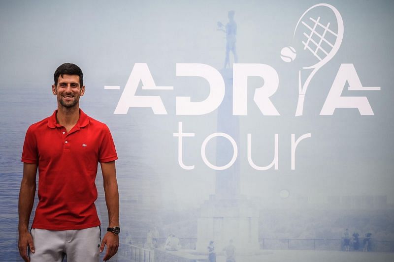 Novak Djokovic looks on ahead of the Adria Tour