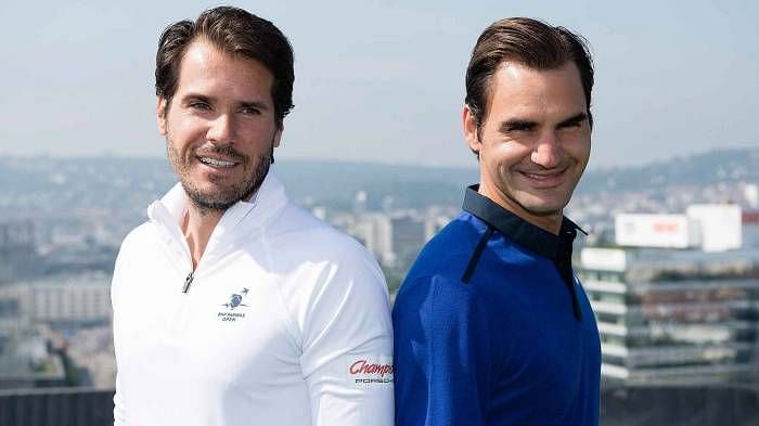 Tommy Haas (left) and Roger Federer
