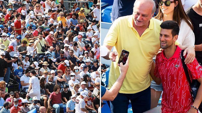 Novak Djokovic interacting with his fans