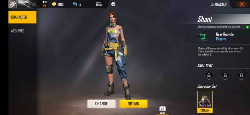 Free Fire में Shani  (Picture Courtesy: Garena)