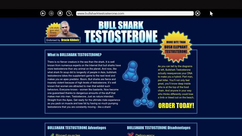 Bull Shark Testosterone Website in GTA 5