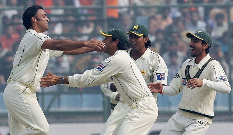 The Pakistan team in action against India in 2007