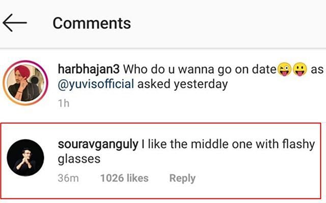 Ganguly leaves a hilarious comment