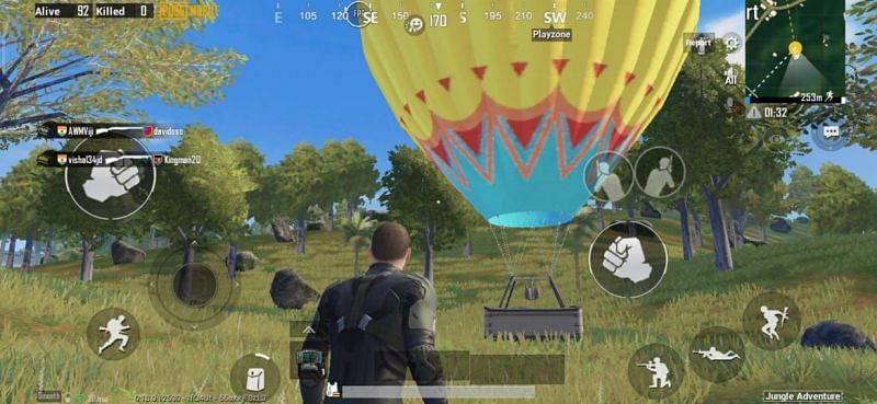 The hot air balloon available in the Jungle Adventure Mode in PUBG Mobile. 