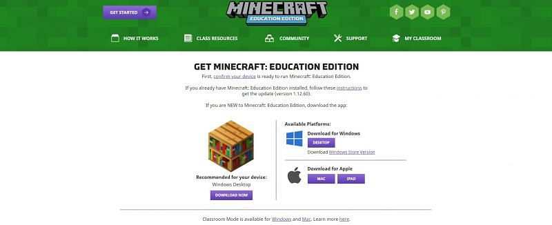 Minecraft: Education Edition can be downloaded from the Microsoft website, linked below.