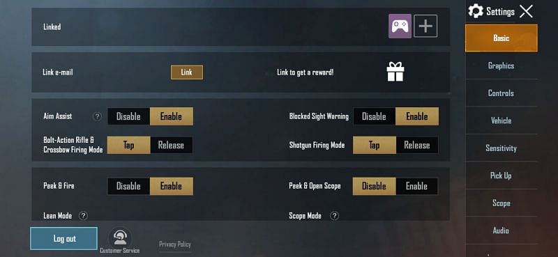 PUBG Mobile: You will be redirected here after selecting the settings icon