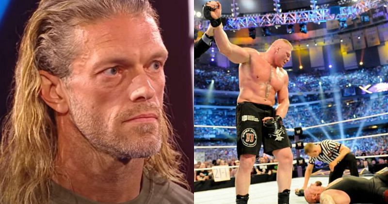 Edge/ Brock Lesnar after ending the Undertaker&#039;s WrestleMania streak.