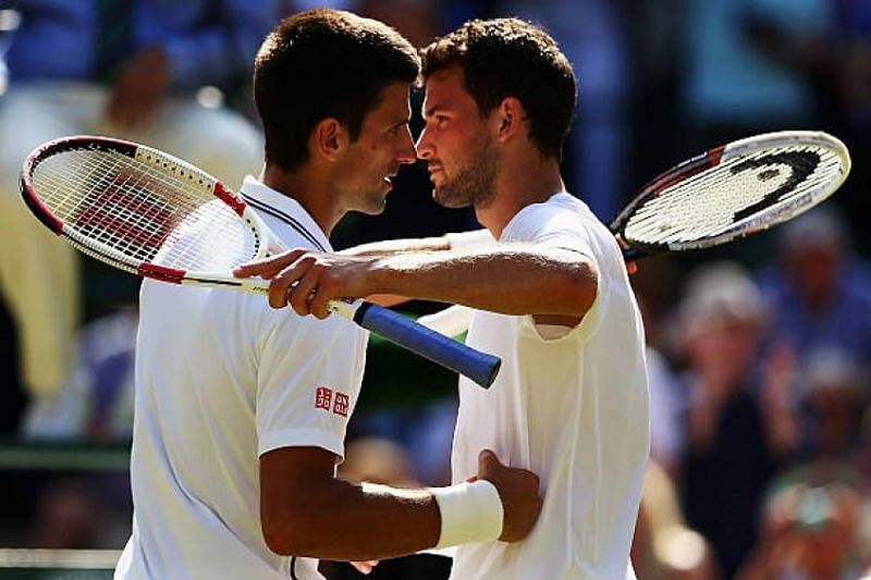 Novak Djokovic (L) and Grigor Dimitrov