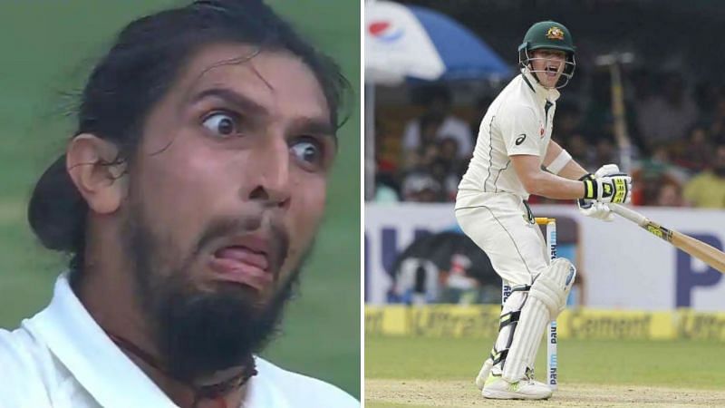 Ishant Sharma (left) mocked Steve Smith during a Test match in 2017.