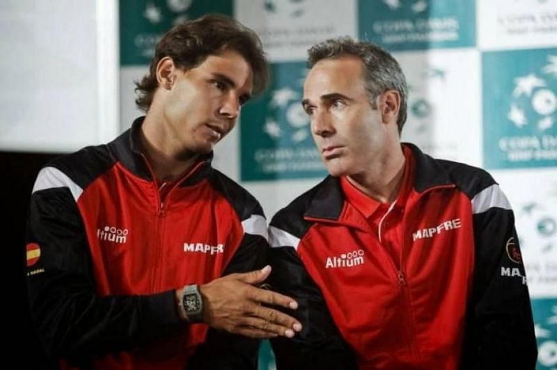 Rafael Nadal with compatriot Alex Corretja
