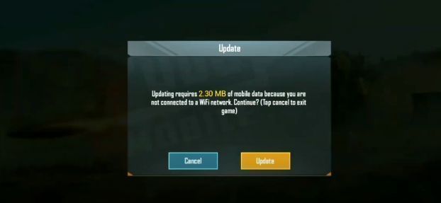 PUBG Mobile update popup