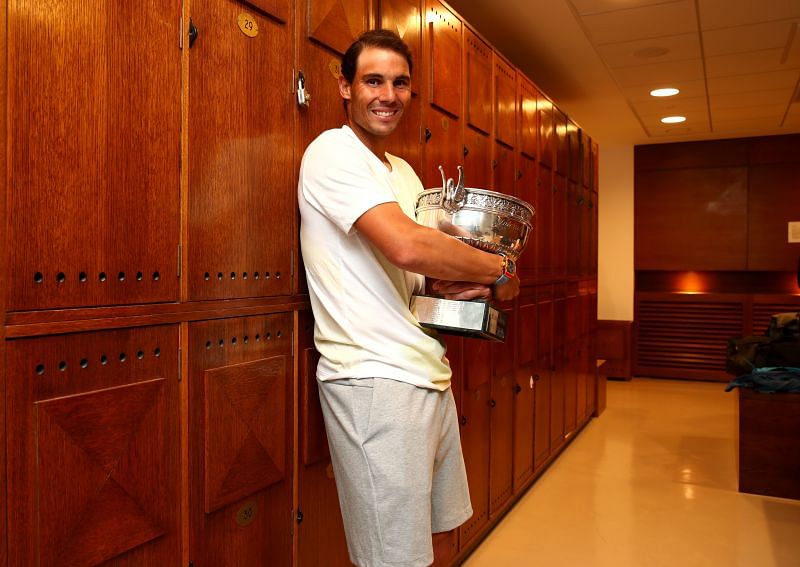 Rafael Nadal celebrates winning his 12th French Open title