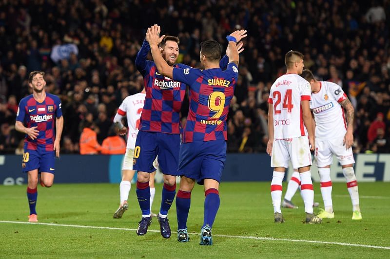 Lionel Messi and Luis Suarez ran riot against Mallorca in December