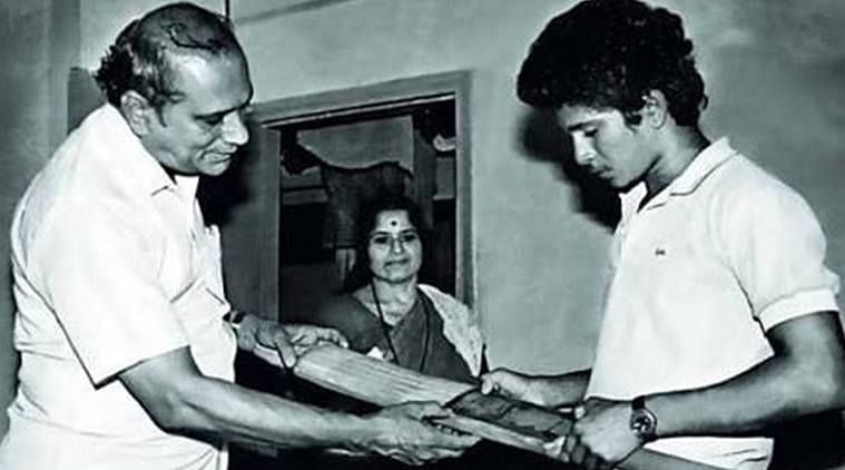 Sachin Tendulkar with his late father. Photo source: Indian Express