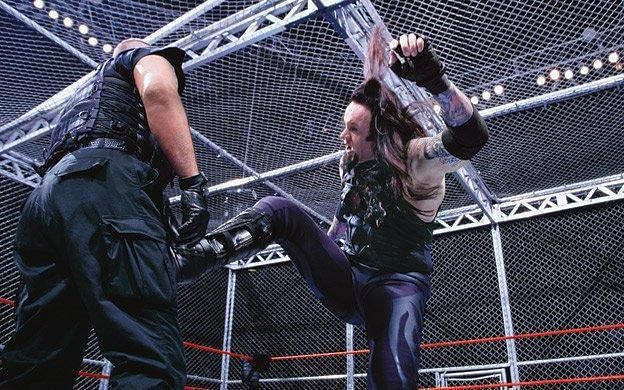 The Undertaker competes against the Big Bossman at WrestleMania XV