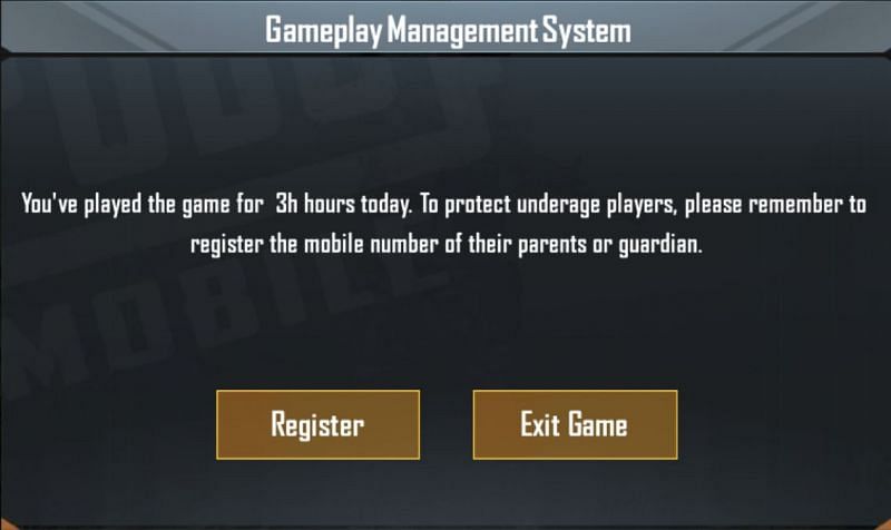 PUBG Mobile: In-game pop-up message