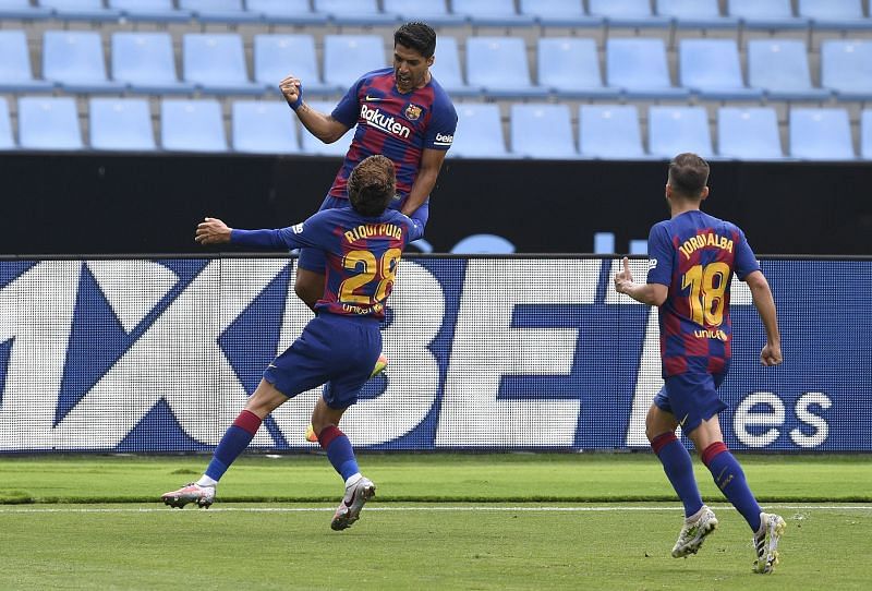 Suarez scored two well-taken strikes for Barcelona, one either side of half-time