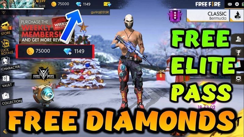 Free Fire diamonds. Image: YouTube.