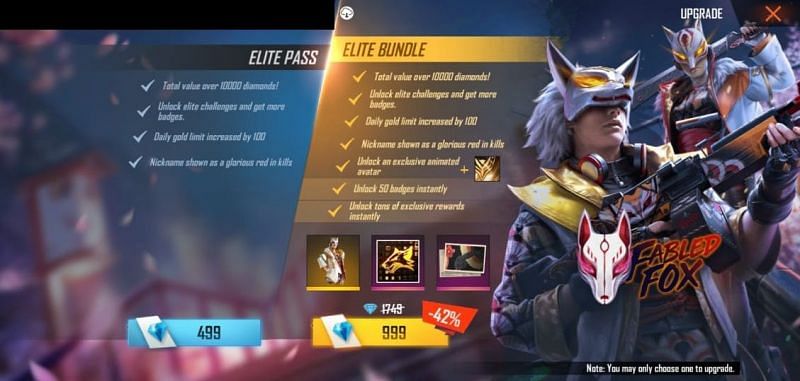 Elite Pass and Elite Bundle in Free Fire