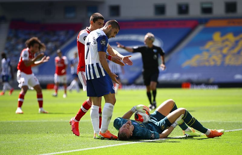 Neal Maupay caused a lot of controversy after coming together with Bernd Leno