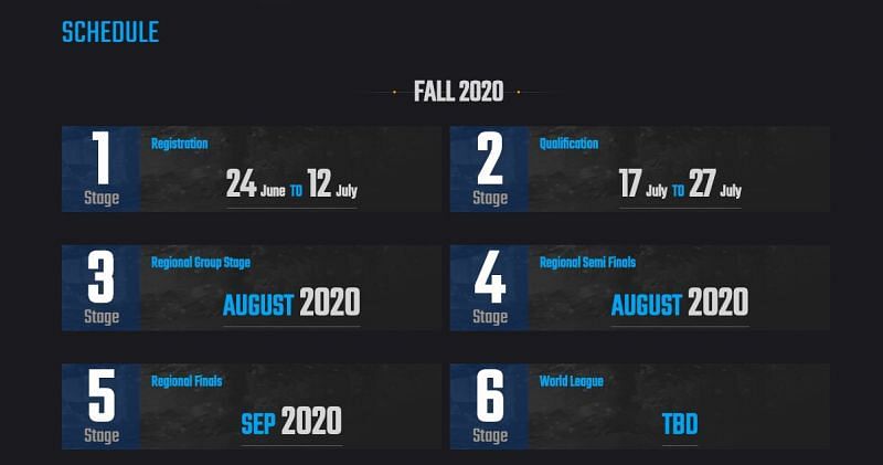 PMCO Fall Split 2020 Schedule