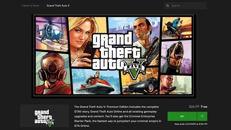 GTA V was free on the Epic Games Store for a week 