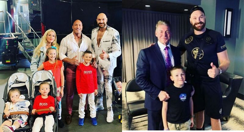 Tyson Fury with The Rock; Tyson Fury with Vince McMahon