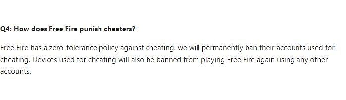 Garena will also ban devices used for cheating (Picture Source: ff.garena.com)