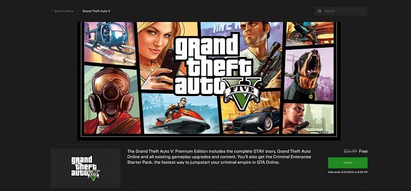 GTA 5 On Epic Games Store