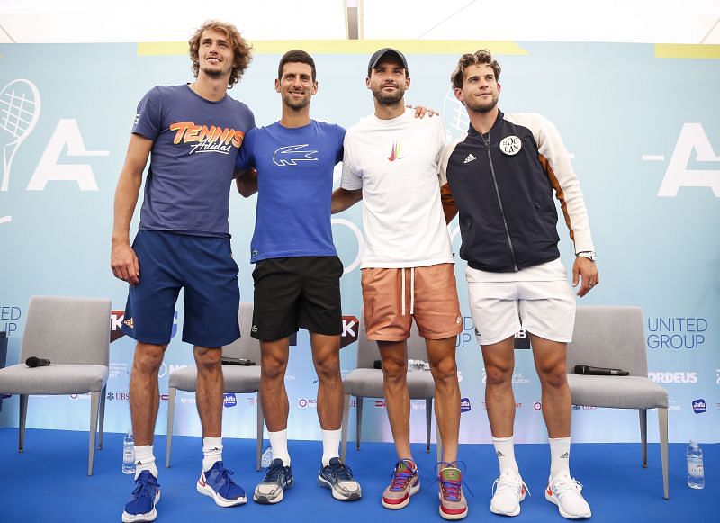 (From L to R) Alexander Zverev, Novak Djokovic, Grigor Dimitrov, Dominic Thiem