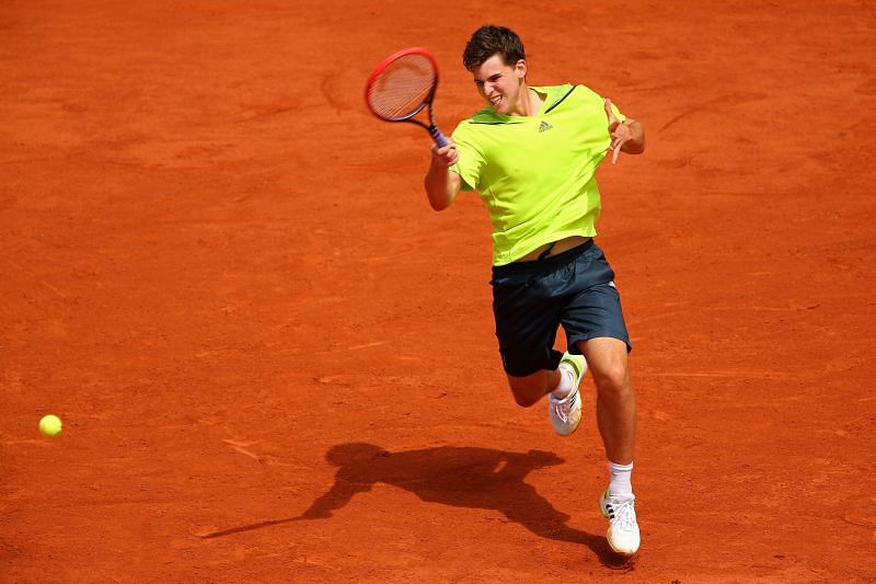 Dominic Thiem using the Head Prestige MP racquet at the 2014 French Open