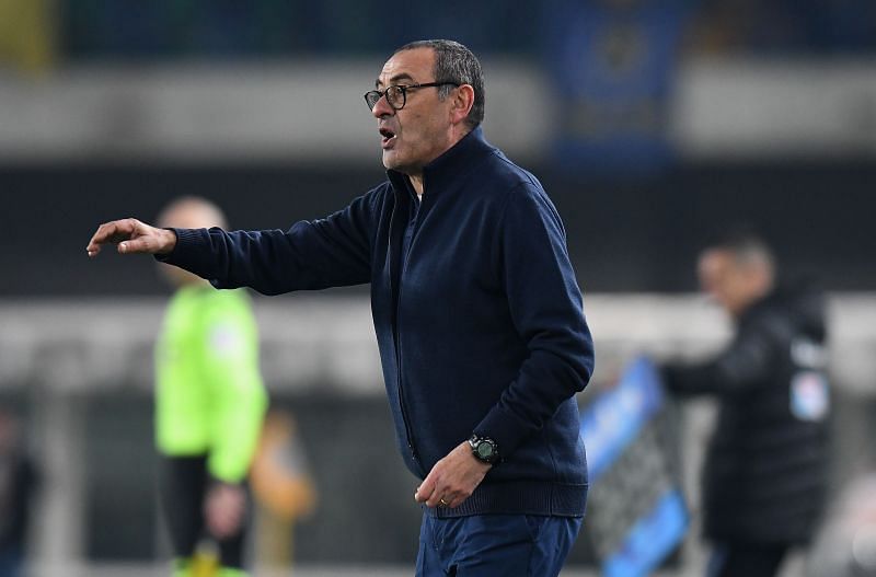 Manager Maurizio Sarri cuts a frustrated figure despite leading Juventus to the top of Serie A.