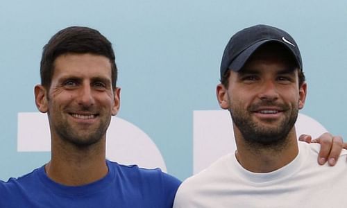 Novak Djokovic (L) and Grigor Dimitrov