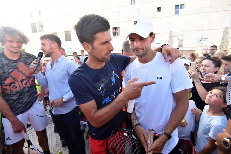 Novak Djokovic and Grigor Dimitrov at the Adria Tennis Tour