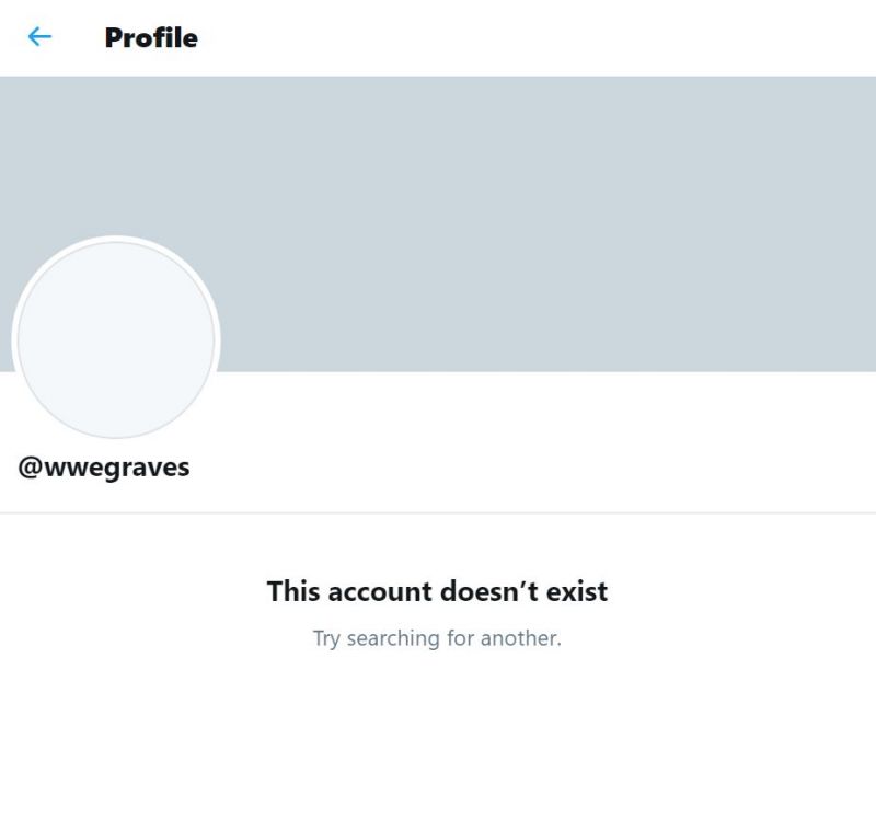 Screenshot of Graves' deleted account.
