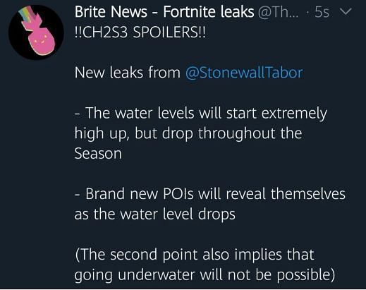 Fortnite leak suggests the new map will reveal itself as the water levels start to drop (Image Credits: Brite News)